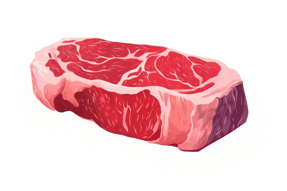 A Marbled prime beef steak meat food white background.