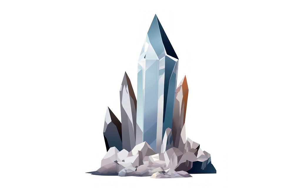 A quartz crystal rock white background weaponry mineral.