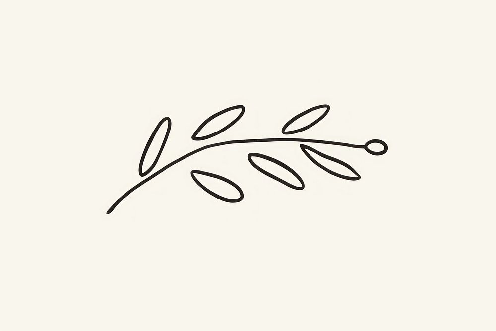 Minimal illustration of an olive branch drawing line text.