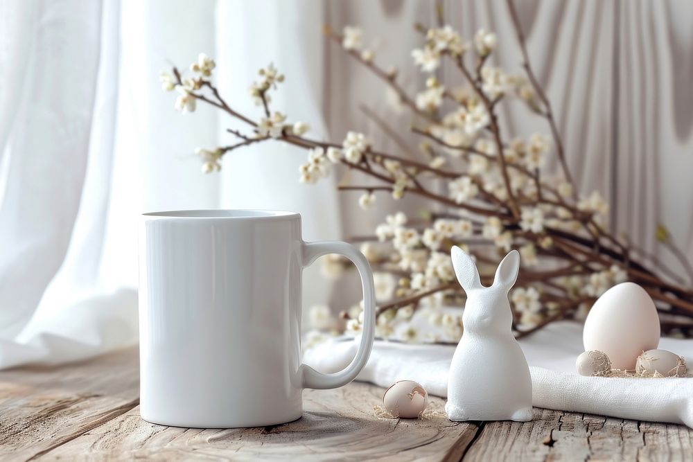 Ceramic mug flower plant white.