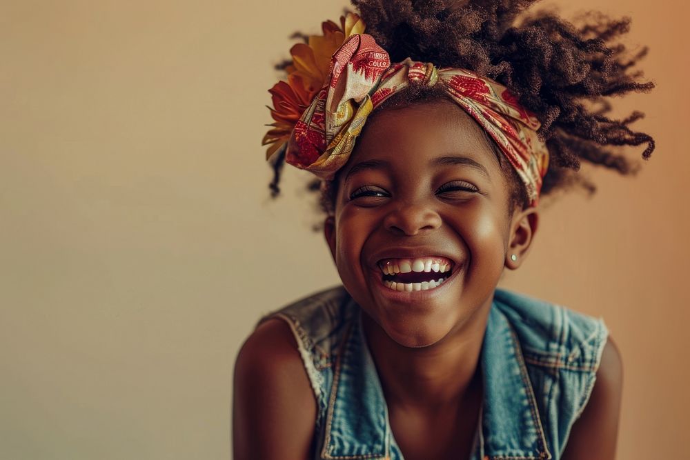 African american girl laughing child smile dreadlocks. AI generated Image by rawpixel.