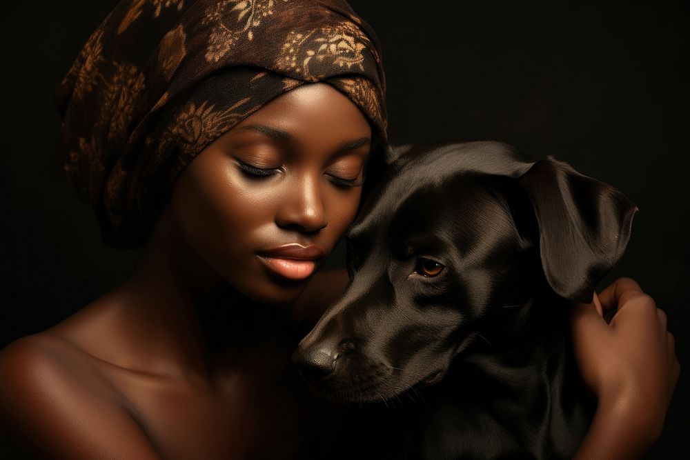 Black South African woman dog portrait mammal.