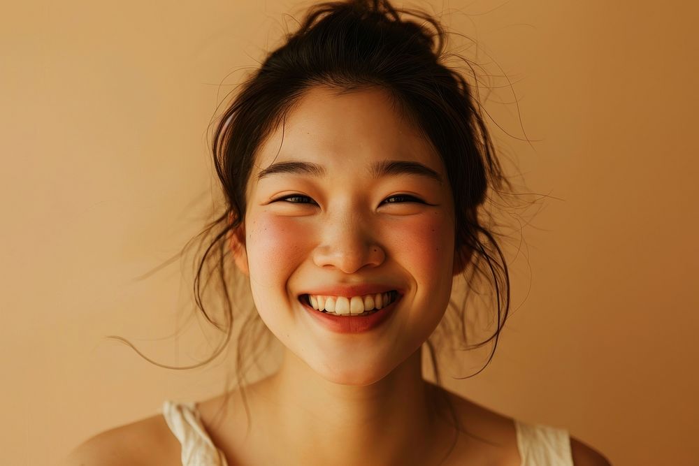 Happy woman with a little smiling face laughing smile relaxation. AI generated Image by rawpixel.