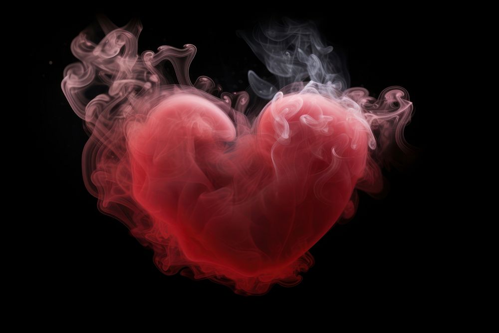 Heart fog effect smoke black background darkness. AI generated Image by rawpixel.