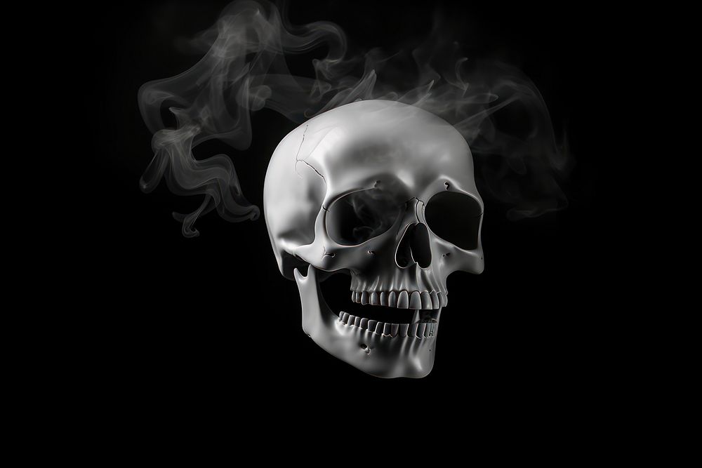 Skull fog effect smoke black black background. AI generated Image by rawpixel.