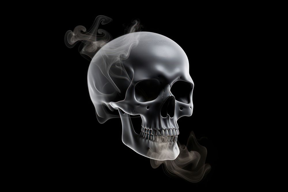 Skull shape fog effect smoke black black background. AI generated Image by rawpixel.