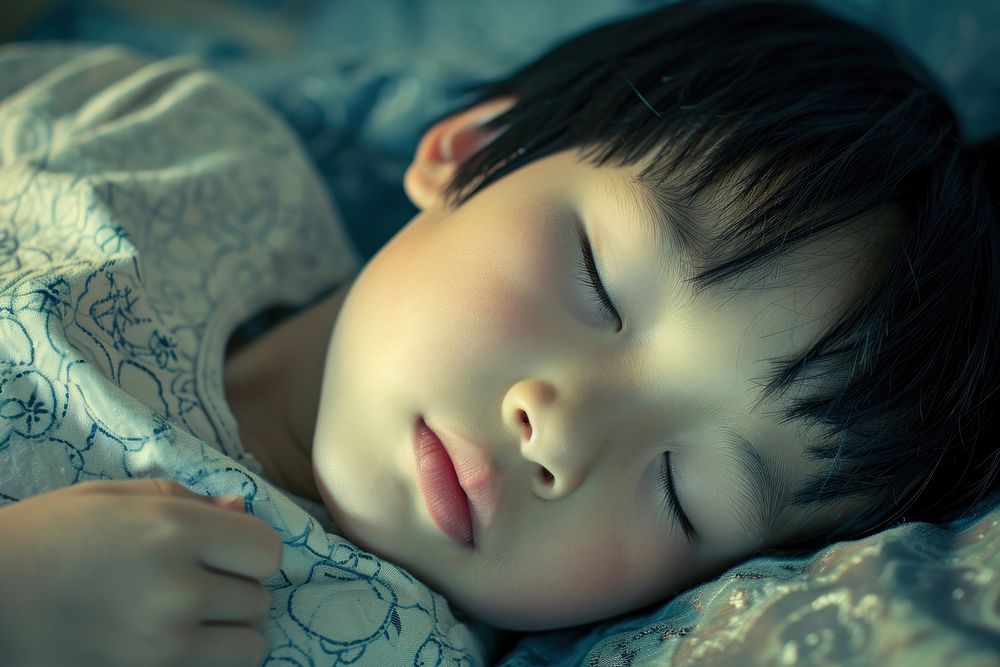 Sick asian kid sleeping portrait photo baby.
