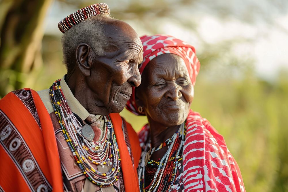 Old Kenya couple tribe adult love.