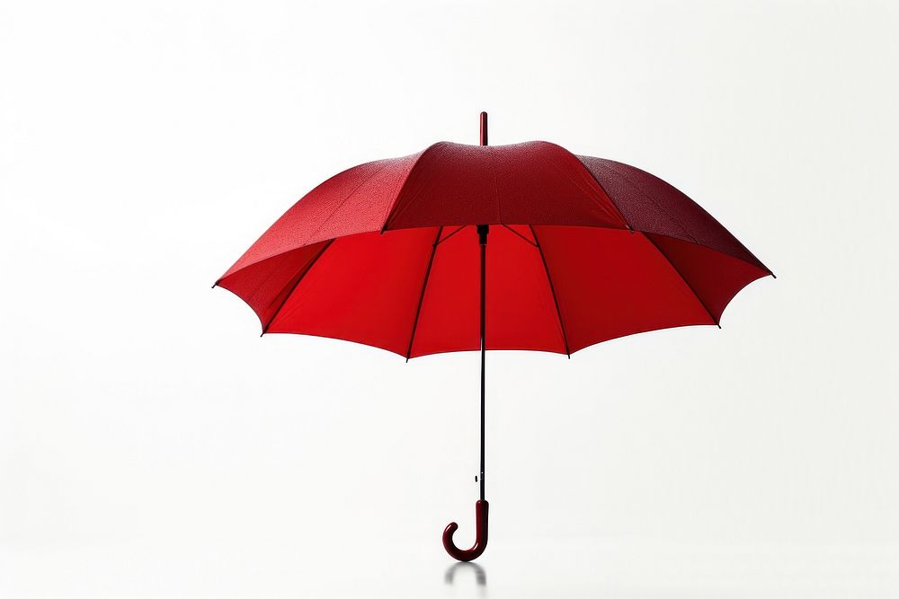 Red umbrella red white background protection.