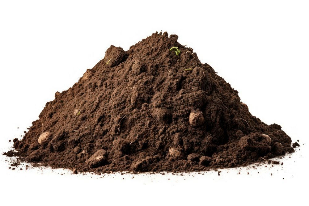 A Mound of soil white background chocolate outdoors.