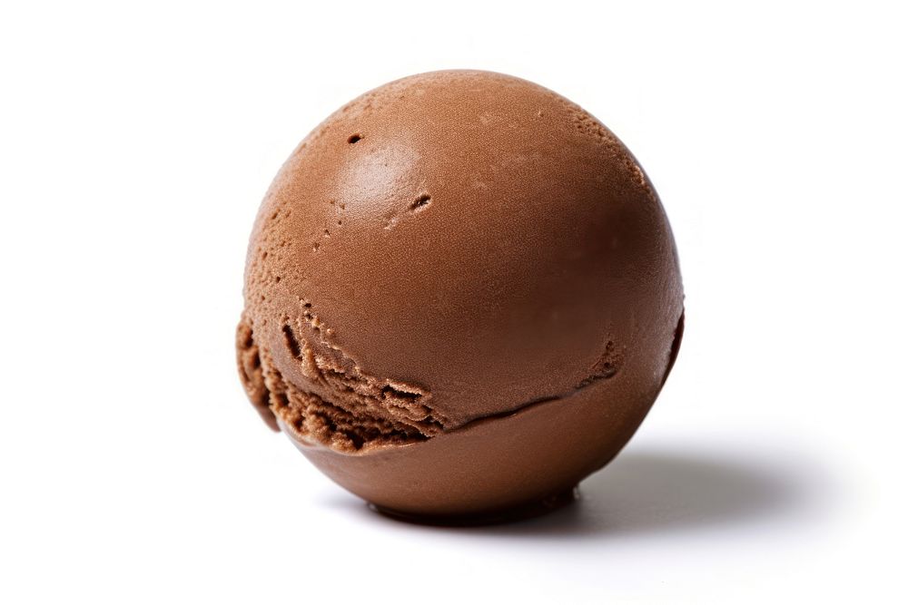 An icecream ball chocolate dessert food.