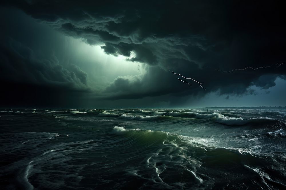 Weather storm ocean thunderstorm. AI generated Image by rawpixel.