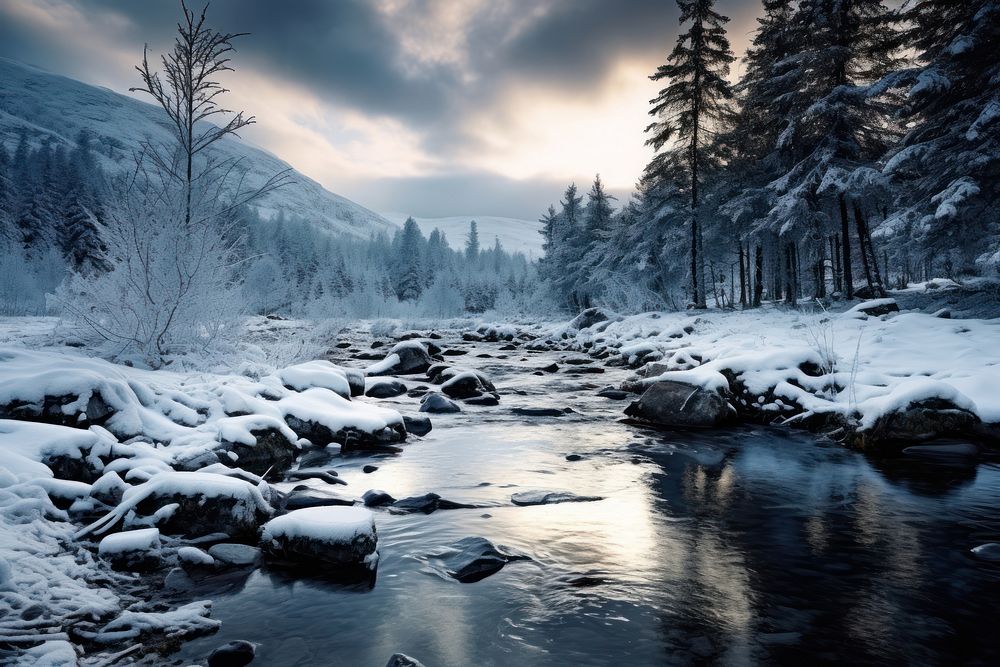 Cold weather landscape outdoors nature. AI generated Image by rawpixel.