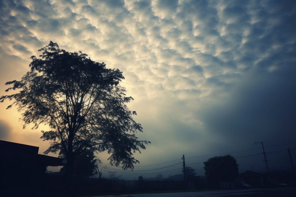 Cloudy weather morning silhouette landscape. AI generated Image by rawpixel.