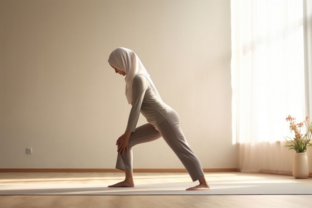 Muslim lady yoga sports adult.
