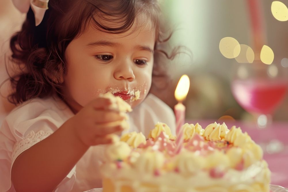 Hispanic toddle girl party cake birthday.