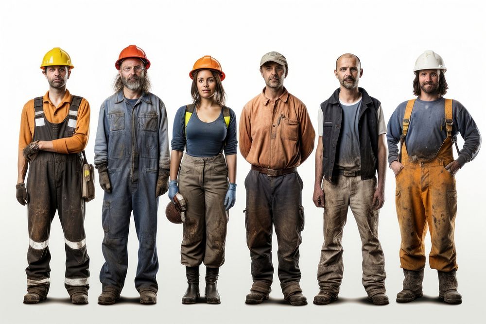 Construction industry workers hardhat helmet people. AI generated Image by rawpixel.