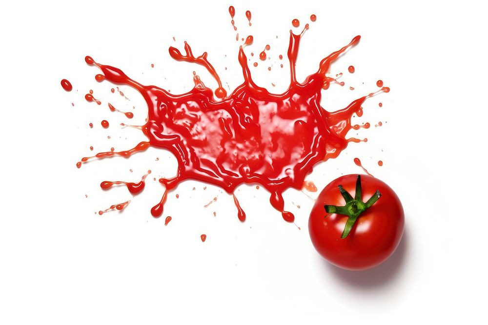Ketchup splashes isolated tomato food red.