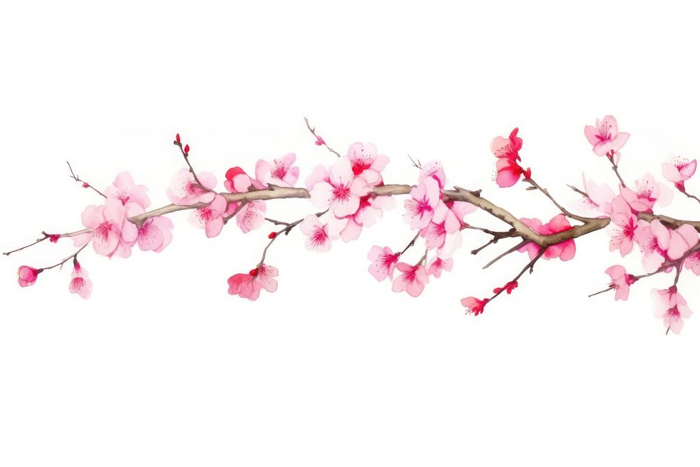 Blooming cherry blossom flower nature plant white background.