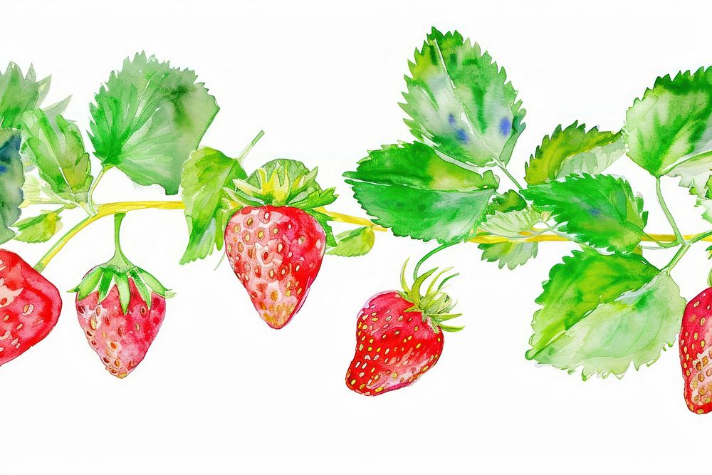 Strawberries and strawberry leaves fruit plant food.