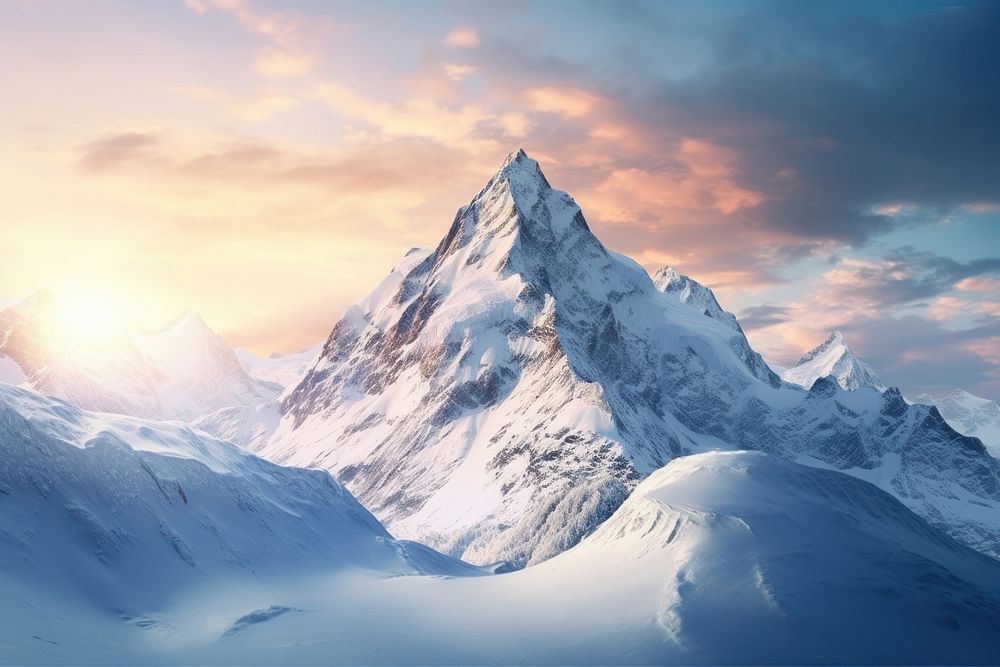 Snow mountain landscape panoramic. AI generated Image by rawpixel.