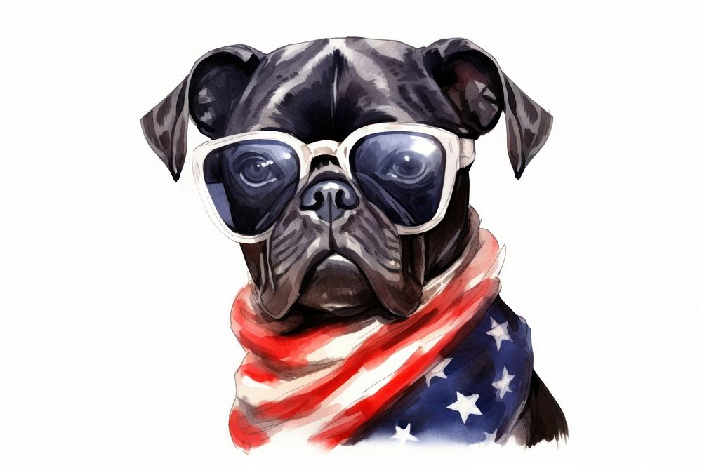 Patriotic Dog dog sunglasses animal.