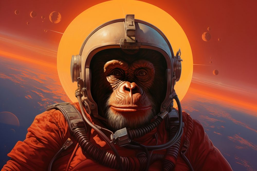 Monkey in astronaut mammal ape photography.