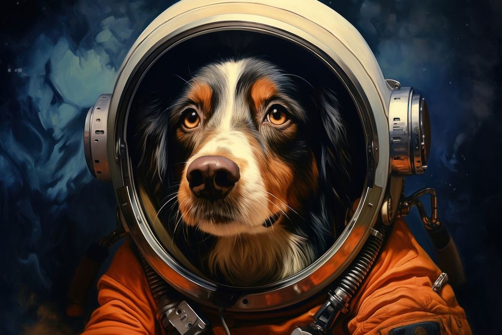 Dog in astronaut animal mammal pet.