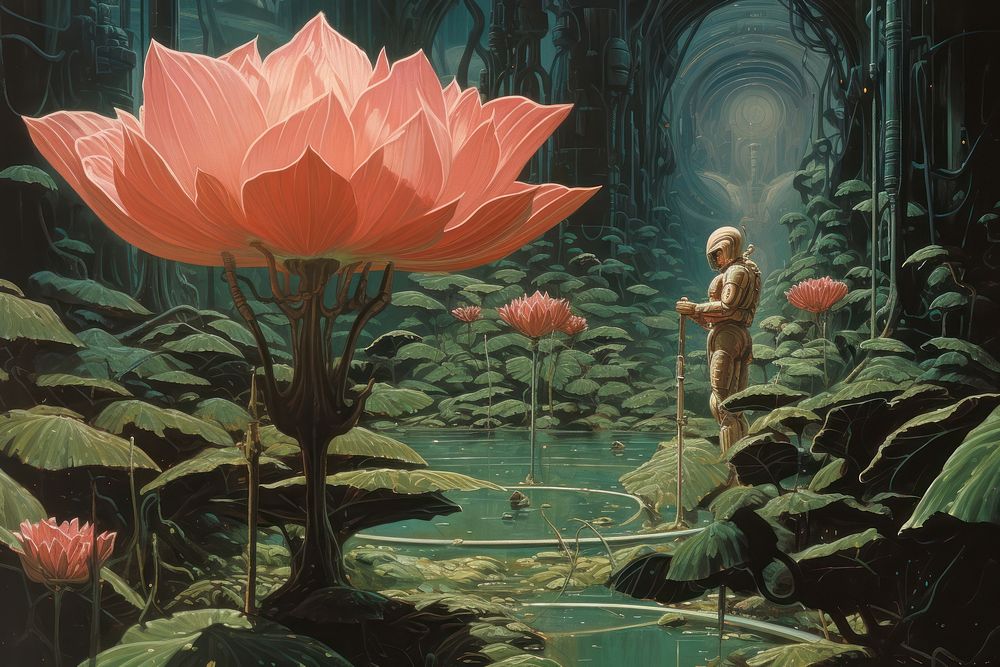 Lotus flower outdoors painting nature.