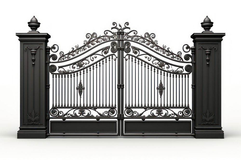 Iron gates white background architecture protection.
