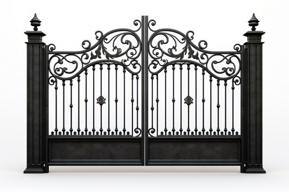 Iron gates white background architecture protection.