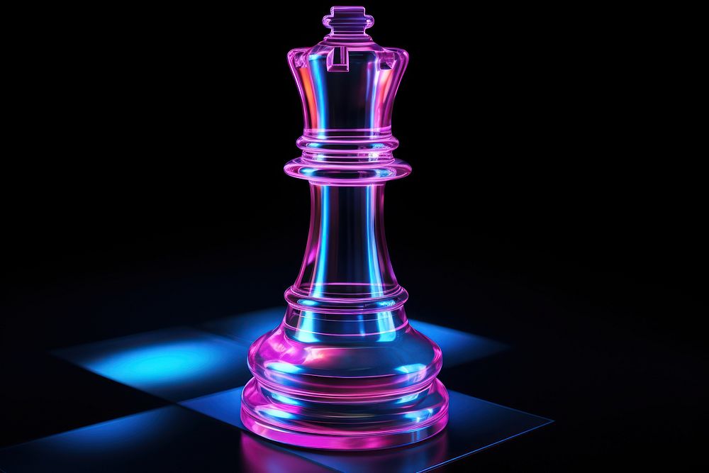 3D render of Chess piece shape chess game illuminated.