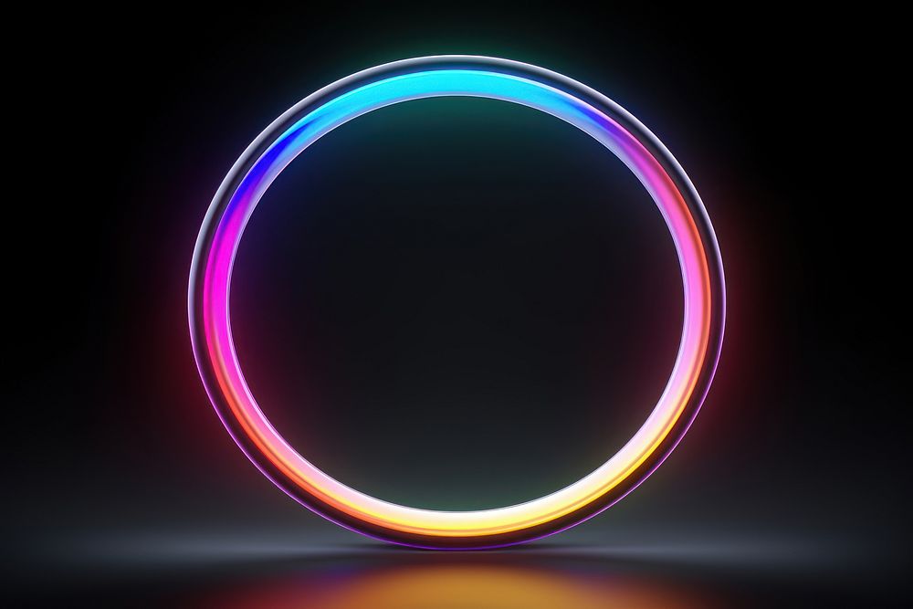 3D render of circle shape light neon illuminated.