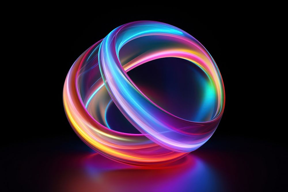 3D render of ball shape sphere purple light.