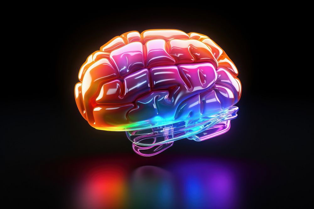 3D render of brain shape light illuminated astronomy.