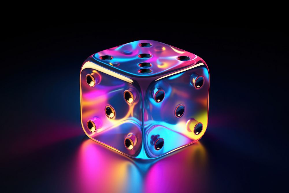 3D render of dice icon game illuminated opportunity.