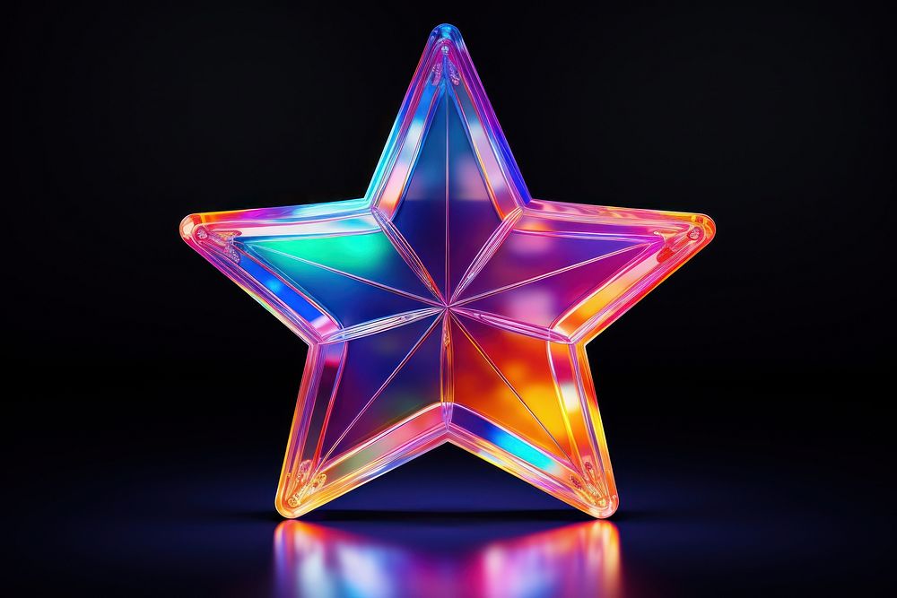 3D render of star shape neon illuminated celebration.