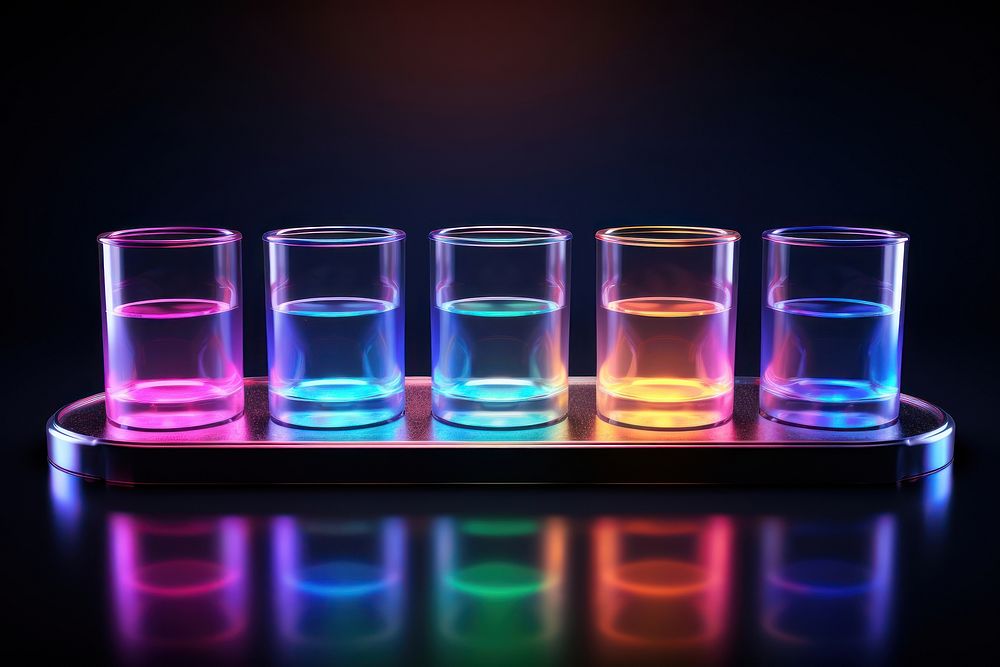 3D render of product backdrop icon glass neon biotechnology.