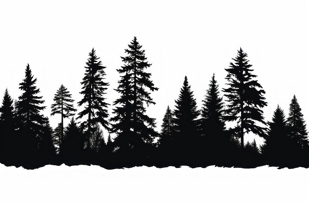 Silhouette of pine trees sketch plant fir.