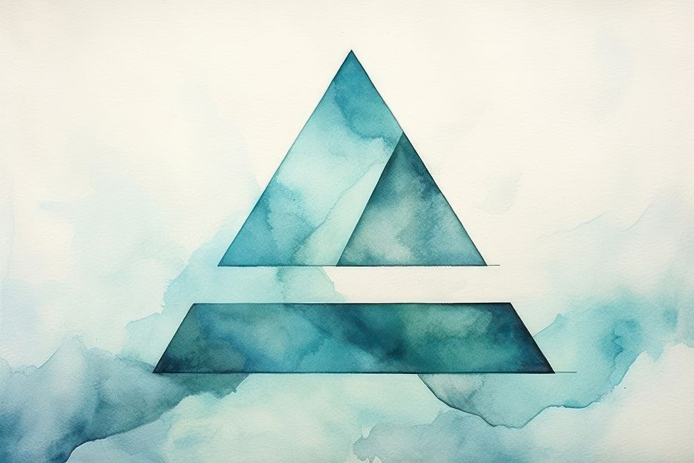  Triangle geometric background watercolor aqua blue. AI generated Image by rawpixel.
