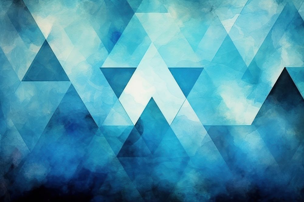  Geometric background watercolor aqua blue triangle. AI generated Image by rawpixel.