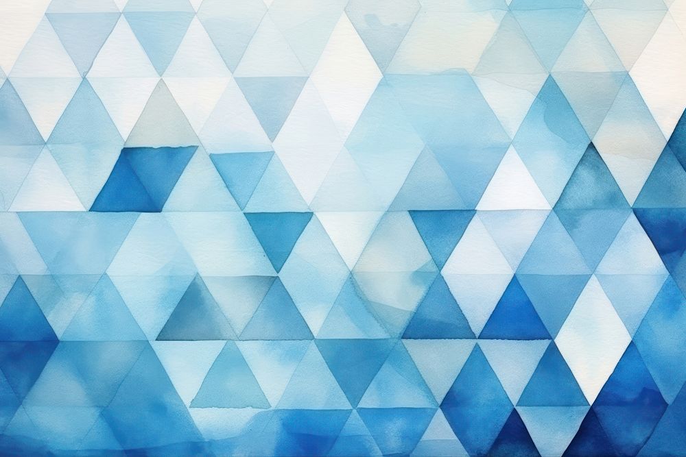  Blue geometric background watercolor triangle. 