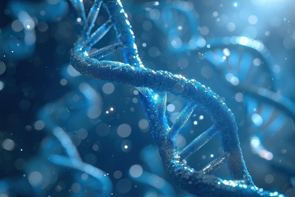 DNA strand blue underwater snowflake.