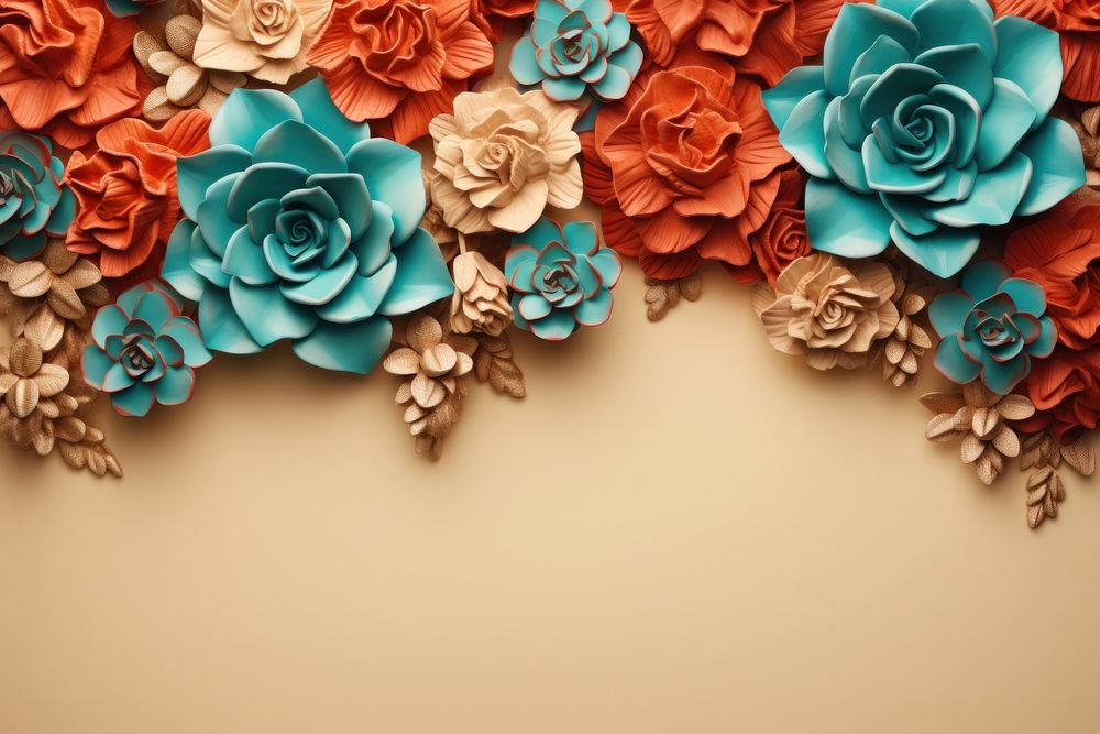 A desert roses backgrounds turquoise pattern. AI generated Image by rawpixel.