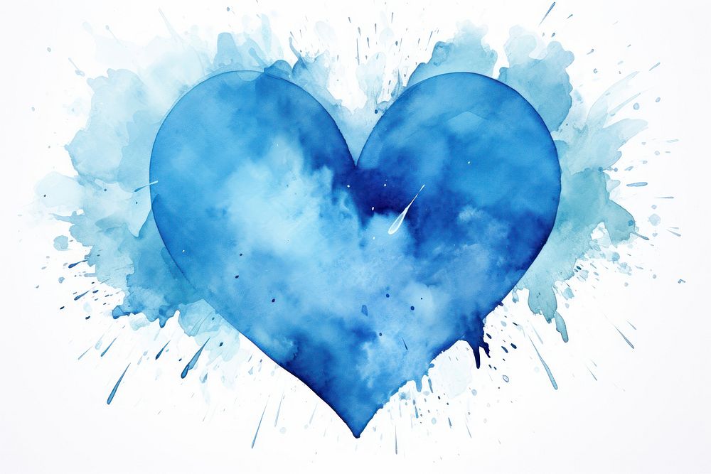 Heart from water color blue backgrounds creativity abstract. AI generated Image by rawpixel.