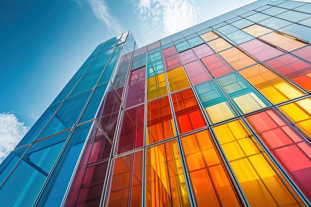 Multi-colored glass wall building architecture | Premium Photo - rawpixel