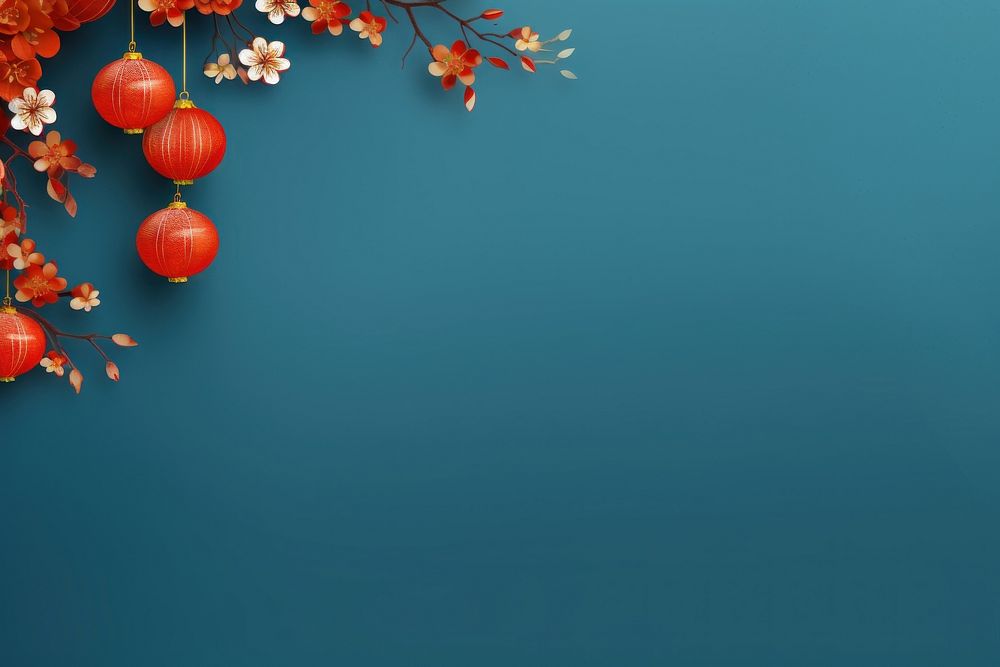 Chinese new year background backgrounds lantern blue. AI generated Image by rawpixel.