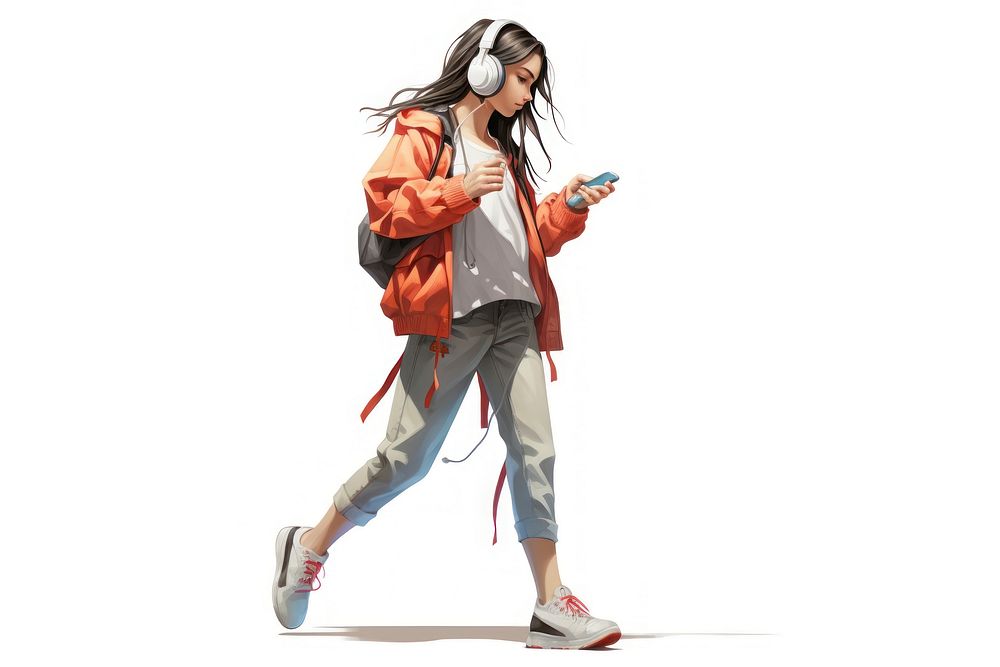 Adolescent Japanese hip hop headphones walking adult.