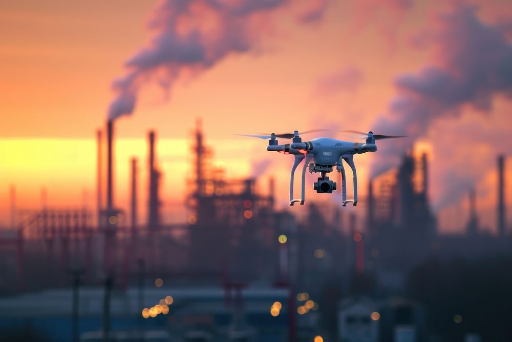 Drone flying architecture aircraft outdoors.