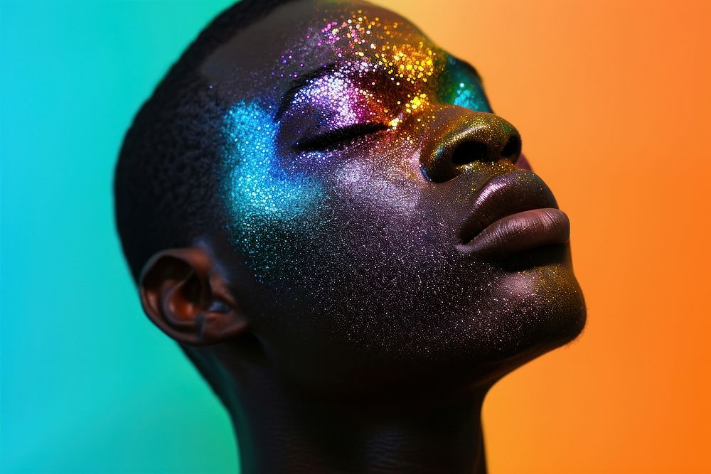 African American gay portrait glitter adult.